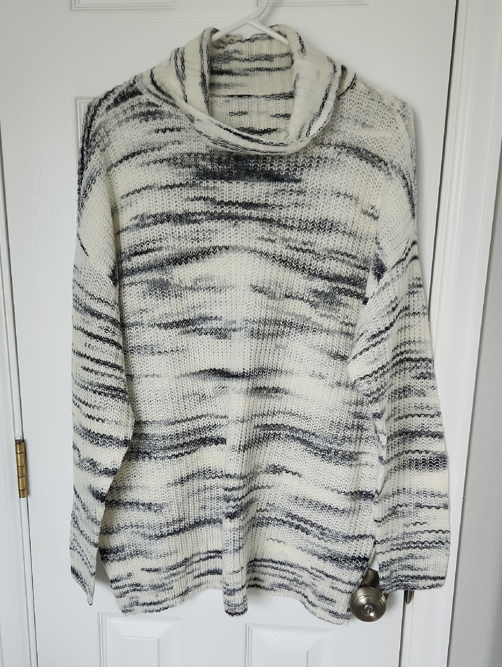 Cozy Ivory and Charcoal Marled Turtleneck Sweater